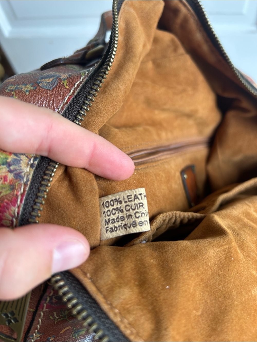 Patricia Nash Brown Floral Leather Backpack - Picture 4 of 4